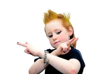 Portrait of a Funny boy crossing his armsの写真素材