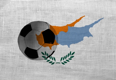 Football ball on the national flag of Cyprusの写真素材