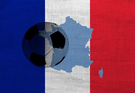 Football ball on the national flag of Franceの写真素材