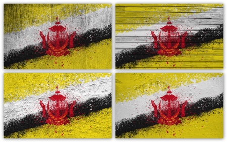 Collage of Brunei  flag with different texture backgroundsの写真素材