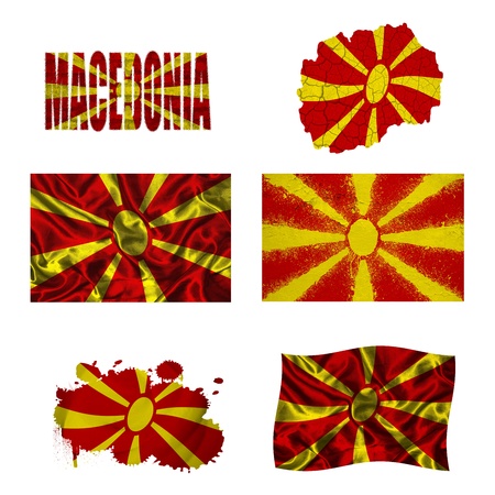 Macedonia flag and map in different styles in different texturesの写真素材
