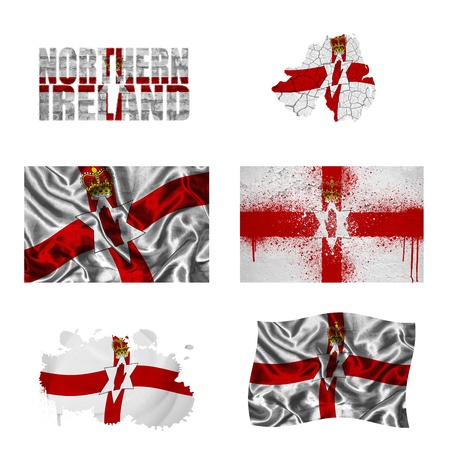 Northern Ireland flag and map in different styles in different texturesの写真素材