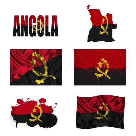 Angola flag and map in different styles in different texturesの写真素材