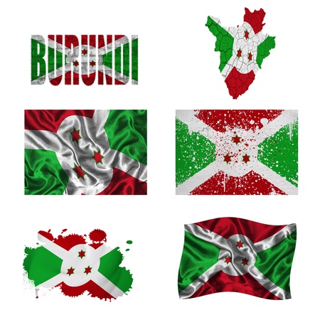 Burundi flag and map in different styles in different texturesの写真素材