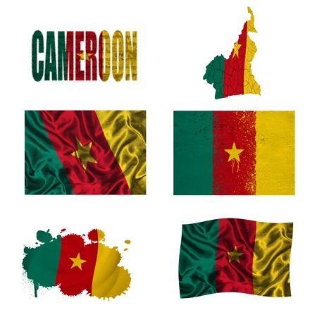 Cameroon flag and map in different styles in different texturesの写真素材