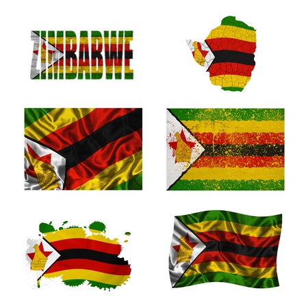 Zimbabwe flag and map in different styles in different texturesの写真素材