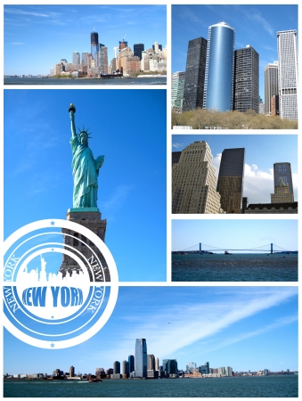 New York City postcard collage on white backgroundの写真素材