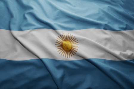 Waving colorful Argentinean flagの写真素材
