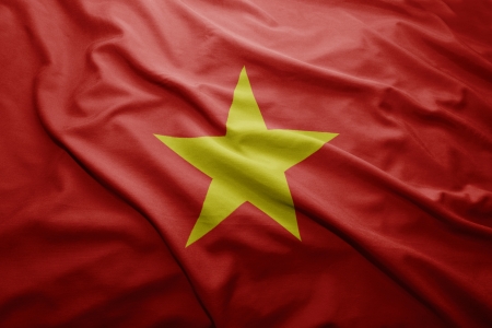 Waving colorful Vietnamese flag