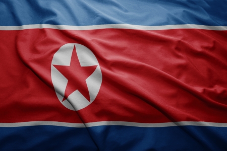Waving colorful North Korea flag