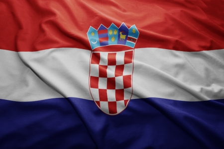 Waving colorful Croatian flagの写真素材