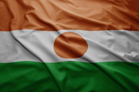 Waving colorful Niger flagの写真素材