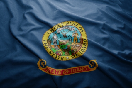 Waving colorful Idaho flagの写真素材