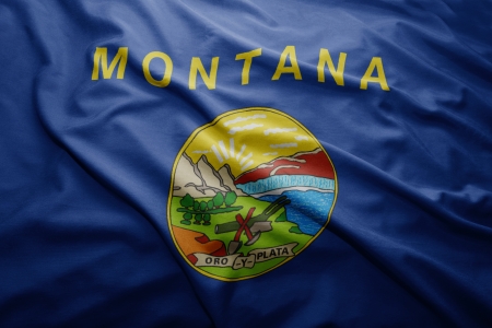 Waving colorful Montana flagの写真素材
