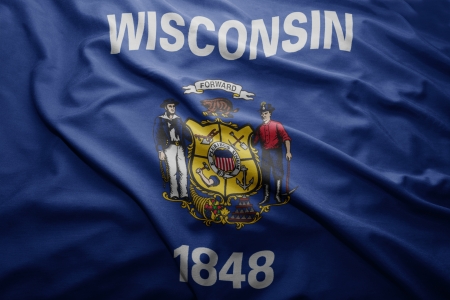Waving colorful Wisconsin flagの写真素材