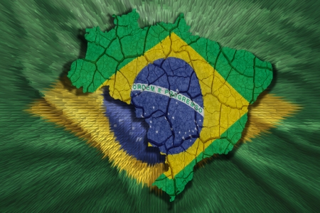 Map of Brazil in National flag colorsの写真素材