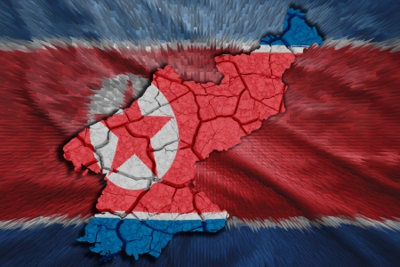 Map of North Korea in National flag colorsの写真素材