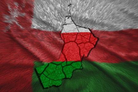 Map of Oman in National flag colorsの写真素材
