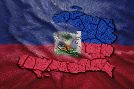 Map of Haiti in National flag colorsの写真素材