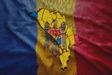 Map of Moldova in National flag colorsの写真素材