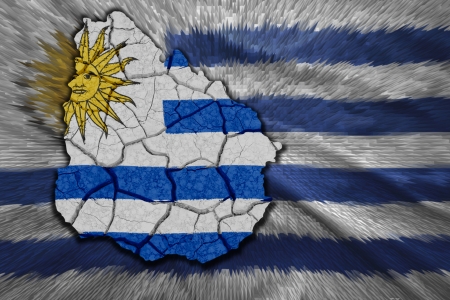 Map of Uruguay in National flag colorsの写真素材