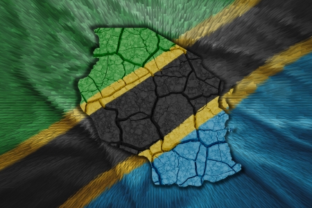 Map of Tanzania in National flag colorsの写真素材