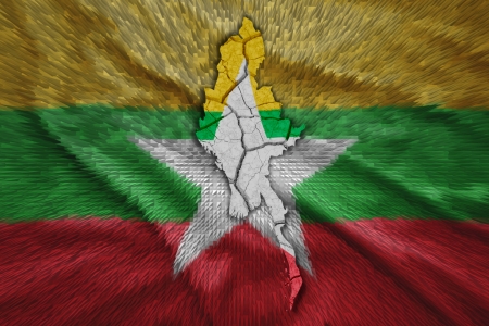 Map of Myanmar in National flag colorsの写真素材