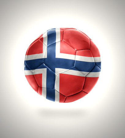 Football ball with the national flag of Norway on a gray backgroundの写真素材