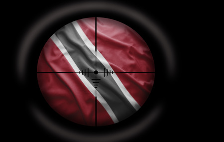 Sniper scope aimed at the Trinidadian flagの写真素材