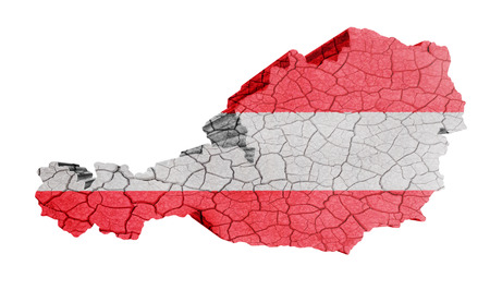 Map of Austria on cracked texture isolated on whiteの写真素材