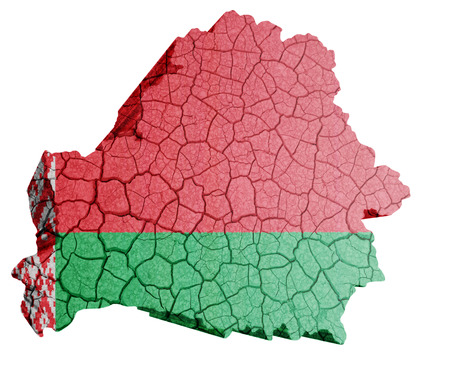 Map of Belarus on cracked texture isolated on whiteの写真素材
