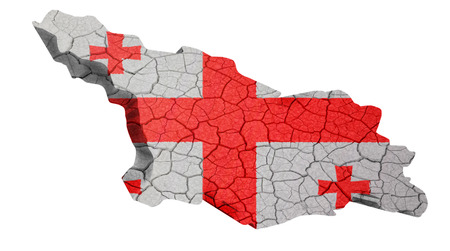 Map of Georgia on cracked texture isolated on whiteの写真素材
