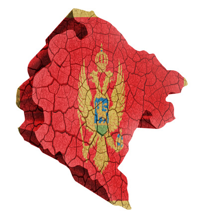 Map of Montenegro on cracked texture isolated on whiteの写真素材