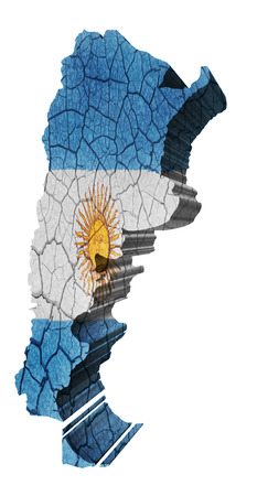 Map of Argentina on cracked texture isolated on whiteの写真素材