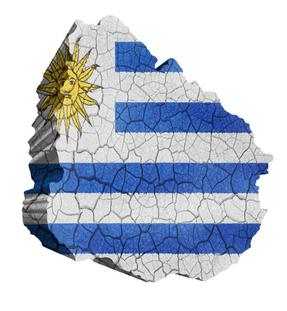 Map of Uruguay on cracked texture isolated on whiteの写真素材