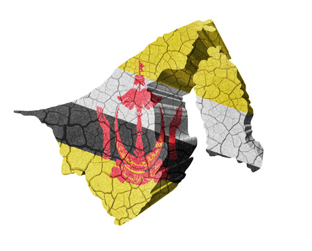 Map of Brunei on cracked texture isolated on whiteの写真素材