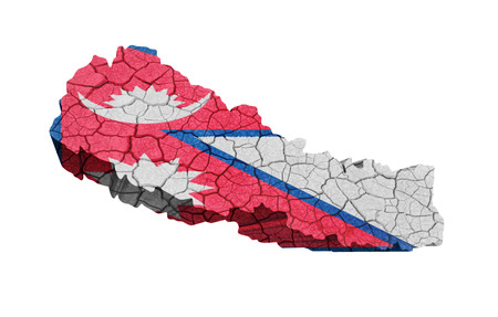 Map of Nepal on cracked texture isolated on whiteの写真素材