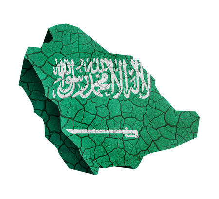 Map of Saudi Arabia on cracked texture isolated on whiteの写真素材