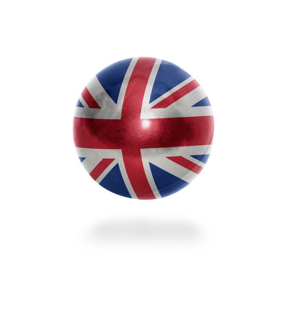 Flag of Great Britain on the ball isolated on whiteの写真素材