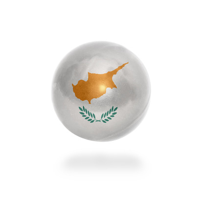 Flag of Cyprus on the ball isolated on whiteの写真素材