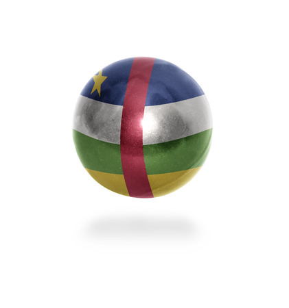 Flag of Central African Republic on the ball isolated on whiteの写真素材