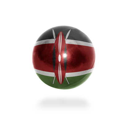 Flag of Kenya on the ball isolated on whiteの写真素材