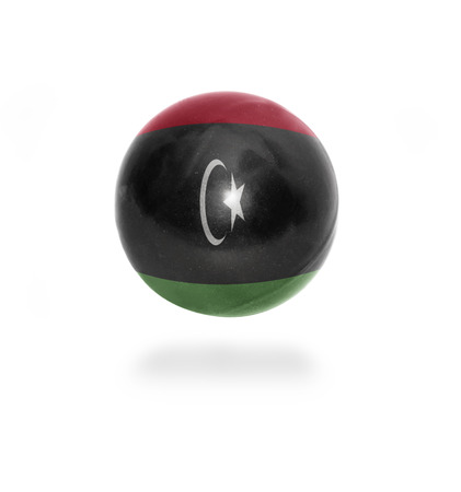 Flag of Libya on the ball isolated on whiteの写真素材