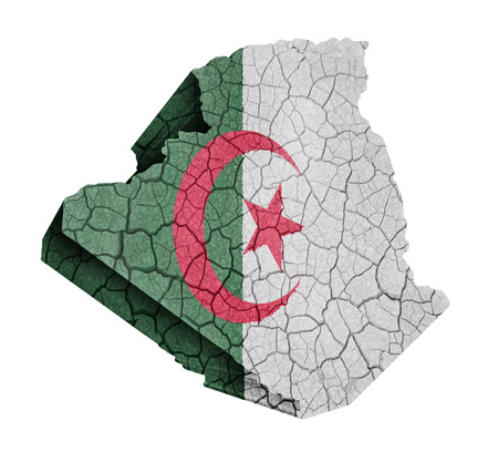 Map of Algeria on cracked texture isolated on whiteの写真素材