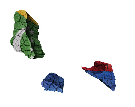 Map of Comoros on cracked texture isolated on whiteの写真素材