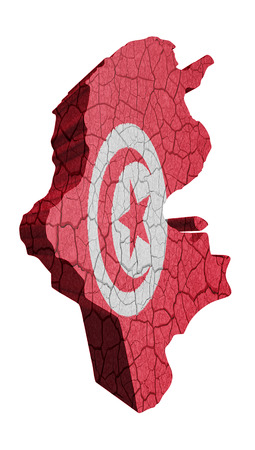 Map of Tunisia on cracked texture isolated on whiteの写真素材