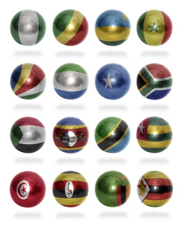 African countries  From N to Z  flag balls on a white backgroundの写真素材