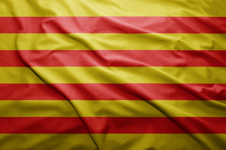 Waving colorful Catalonia flagの写真素材