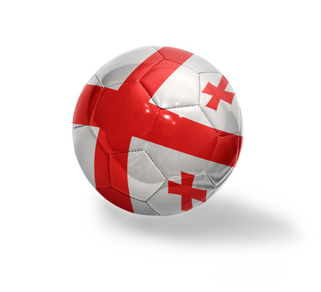 Football ball with the national flag of Georgia on a white backgroundの写真素材