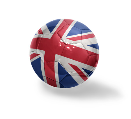 Football ball with the national flag of Great Britain on a white backgroundの写真素材
